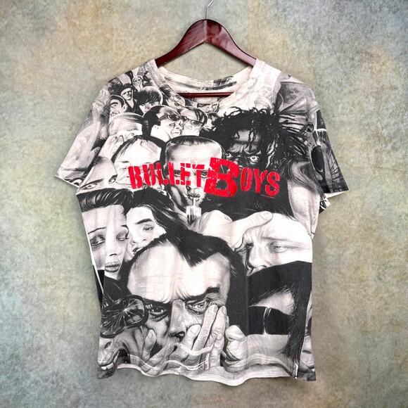 VTG 1991 Bullet Boys AOP Single Stitch T Shirt Sz L Freak Show USA Made Rare - Picture 1 of 9